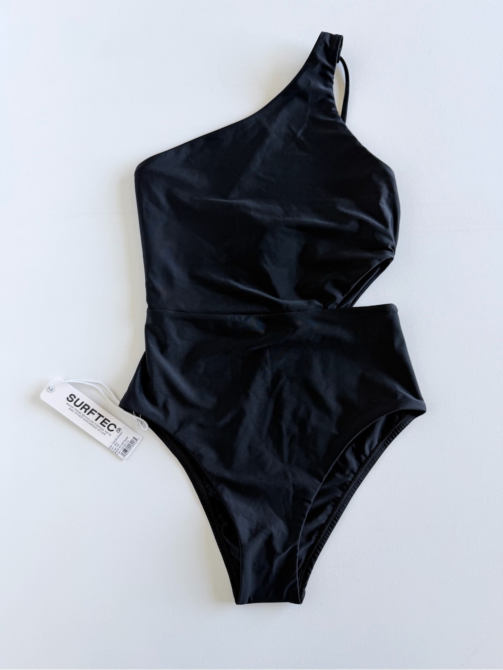 JOLYN Naomi One Shoulder Cutout One Piece Swimsuit NWT Black SurfTec XS